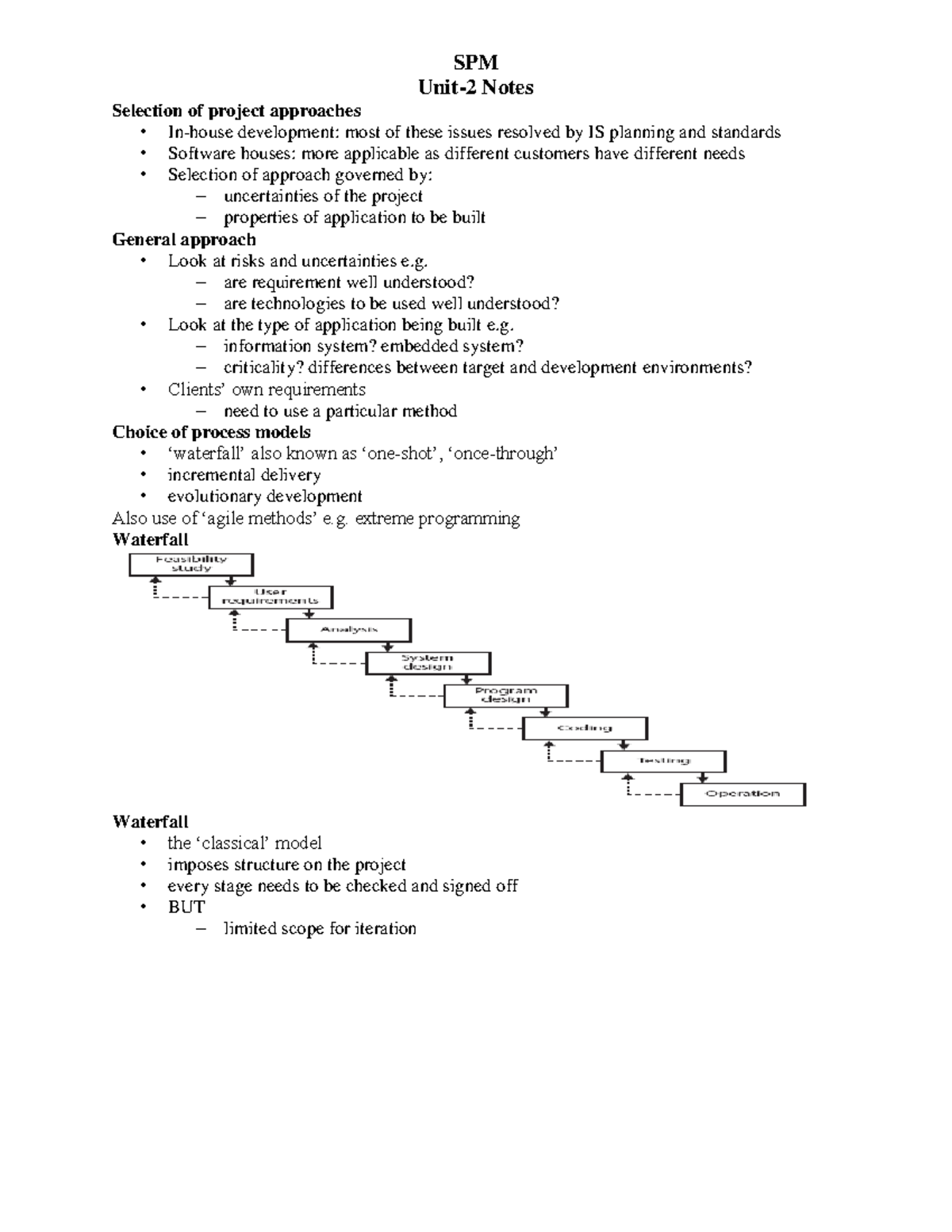 SPM Unit-2 Notes: Project Approaches, Agile Methods, and Estimation ...