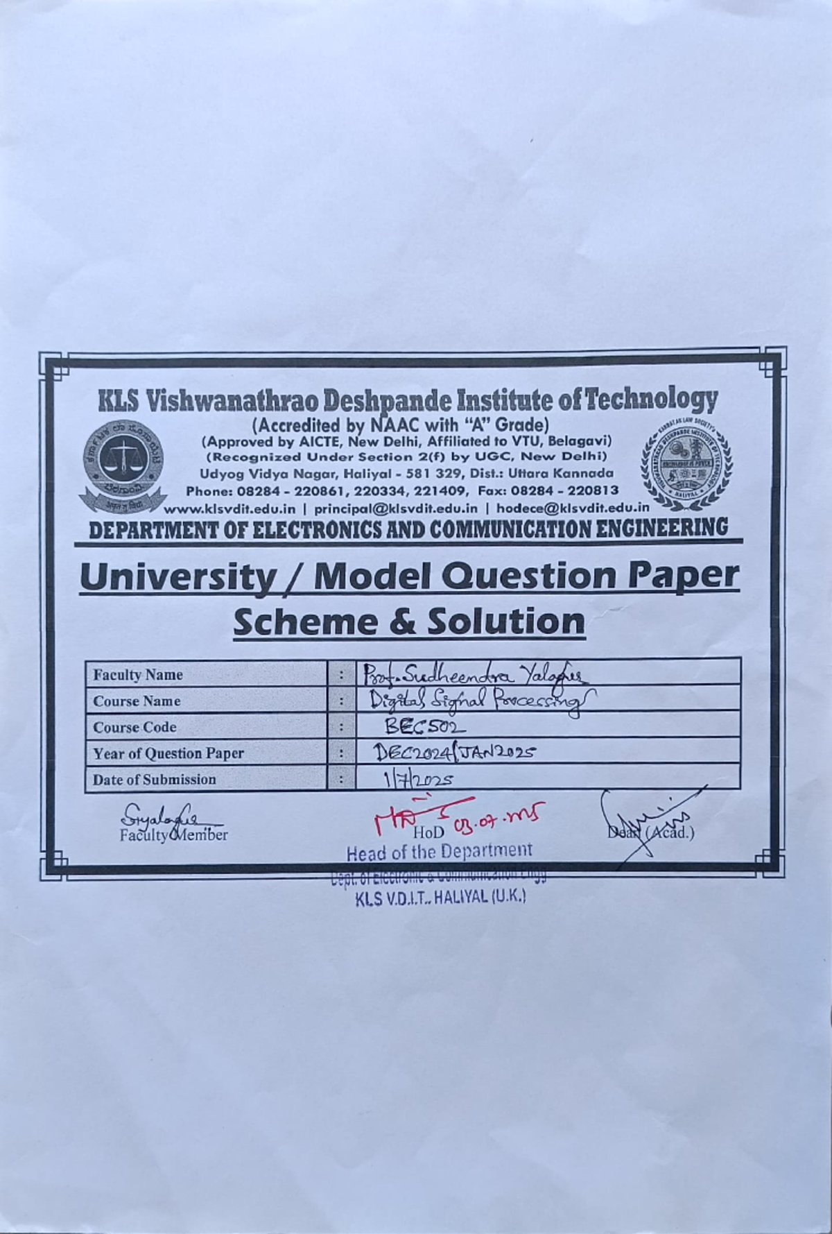 BEC502 Digital Signal Processing Solved Question Paper - Dec 2023 - Studocu