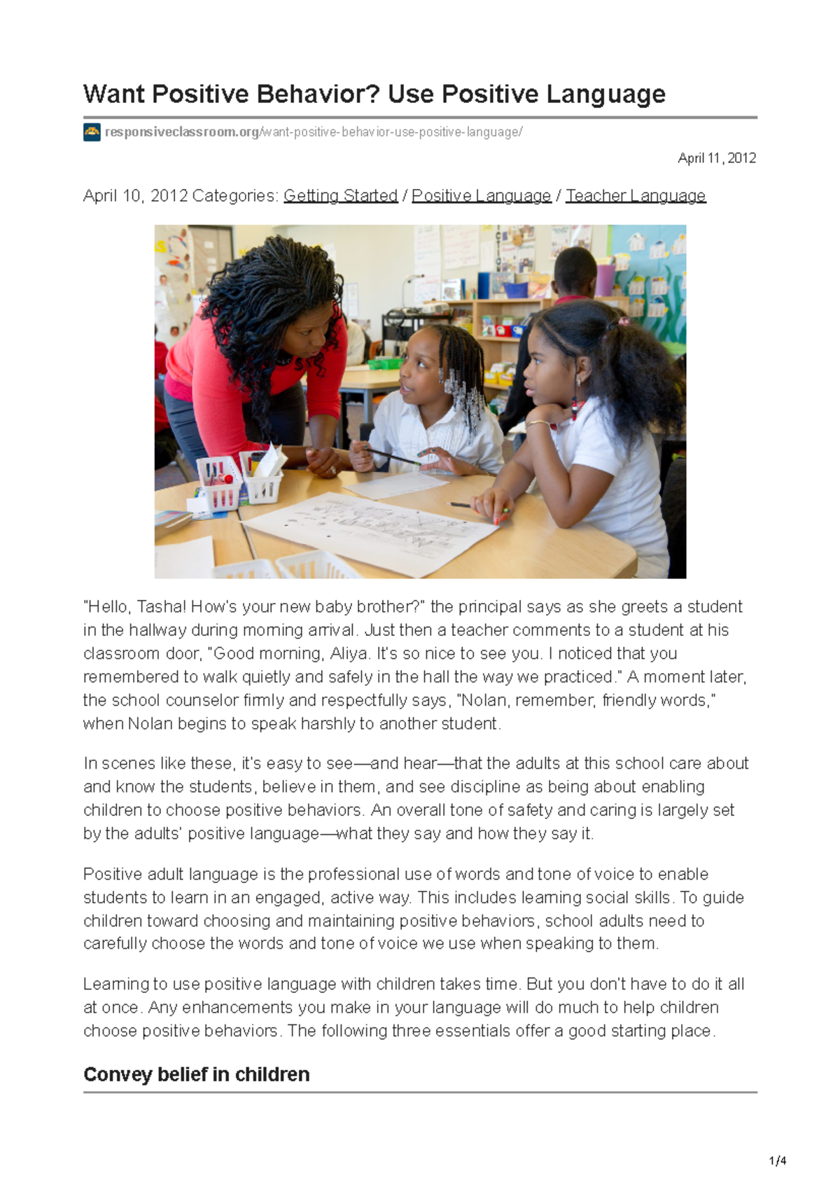 Positive Language Strategies for Encouraging Positive Behavior - Studocu