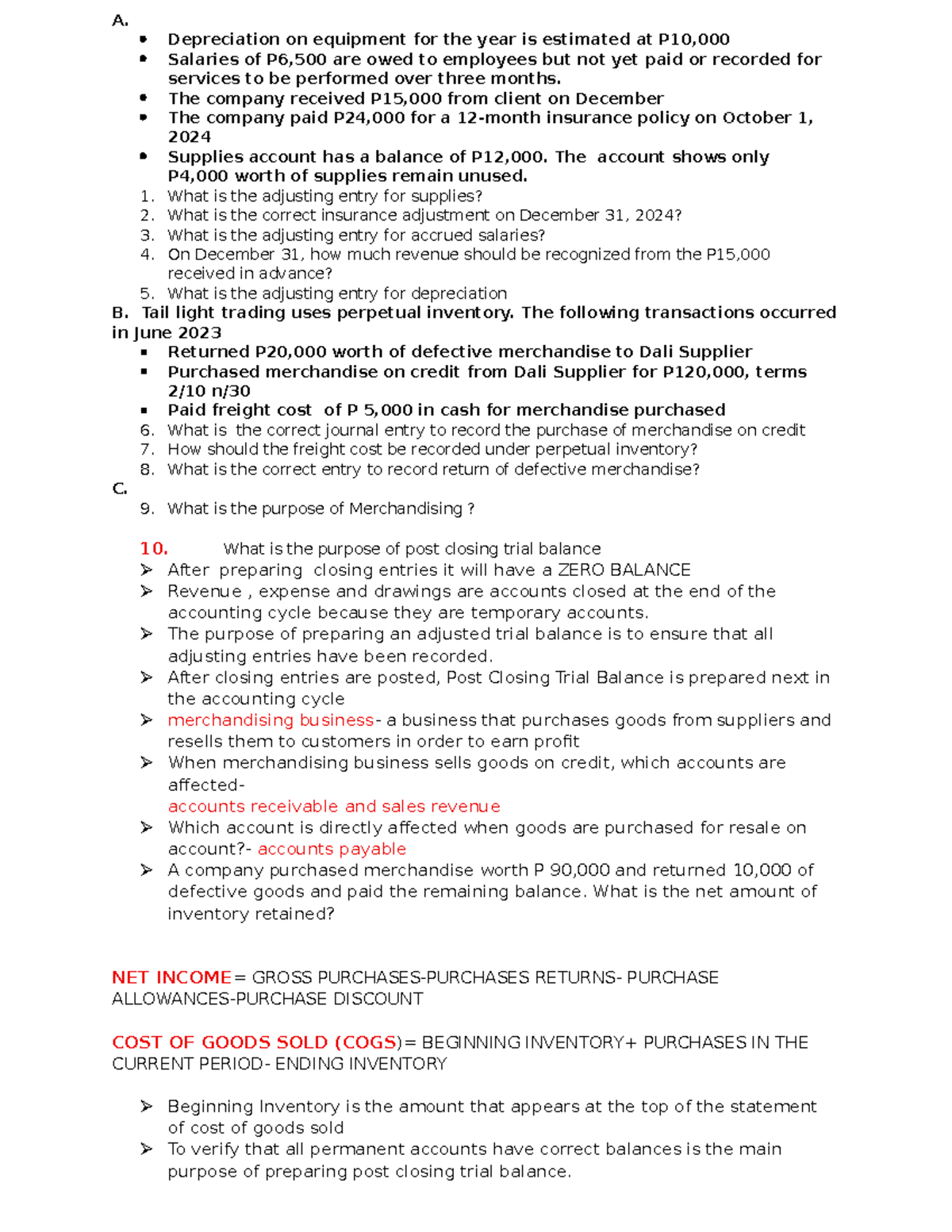 FABM1 - Adjusting Entries and Inventory Management Notes - Studocu