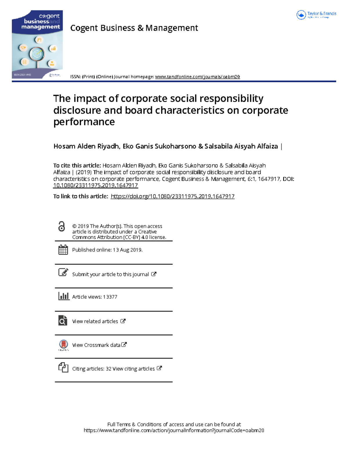 The impact of corporate social responsibility disclosure and board ...