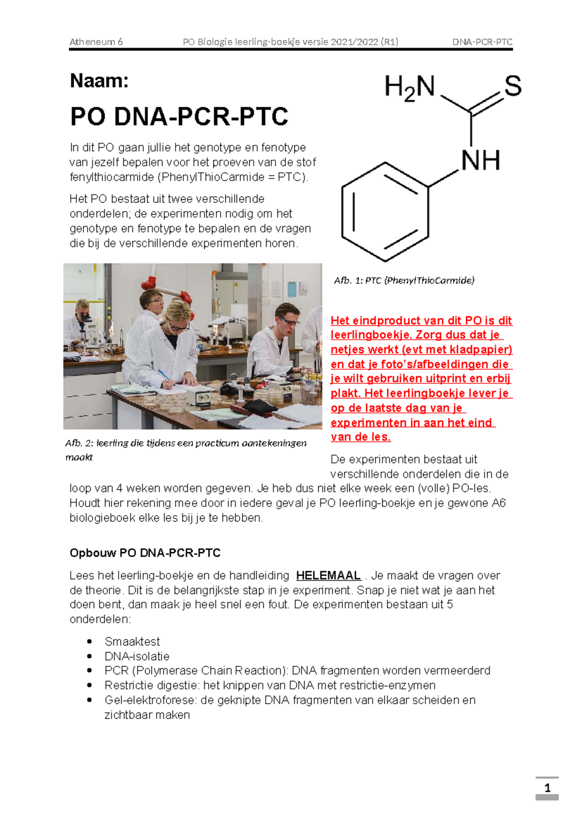 BIO A6 PO Biologie: Genotype en Fenotype Bepalen met PTC Experimenten ...