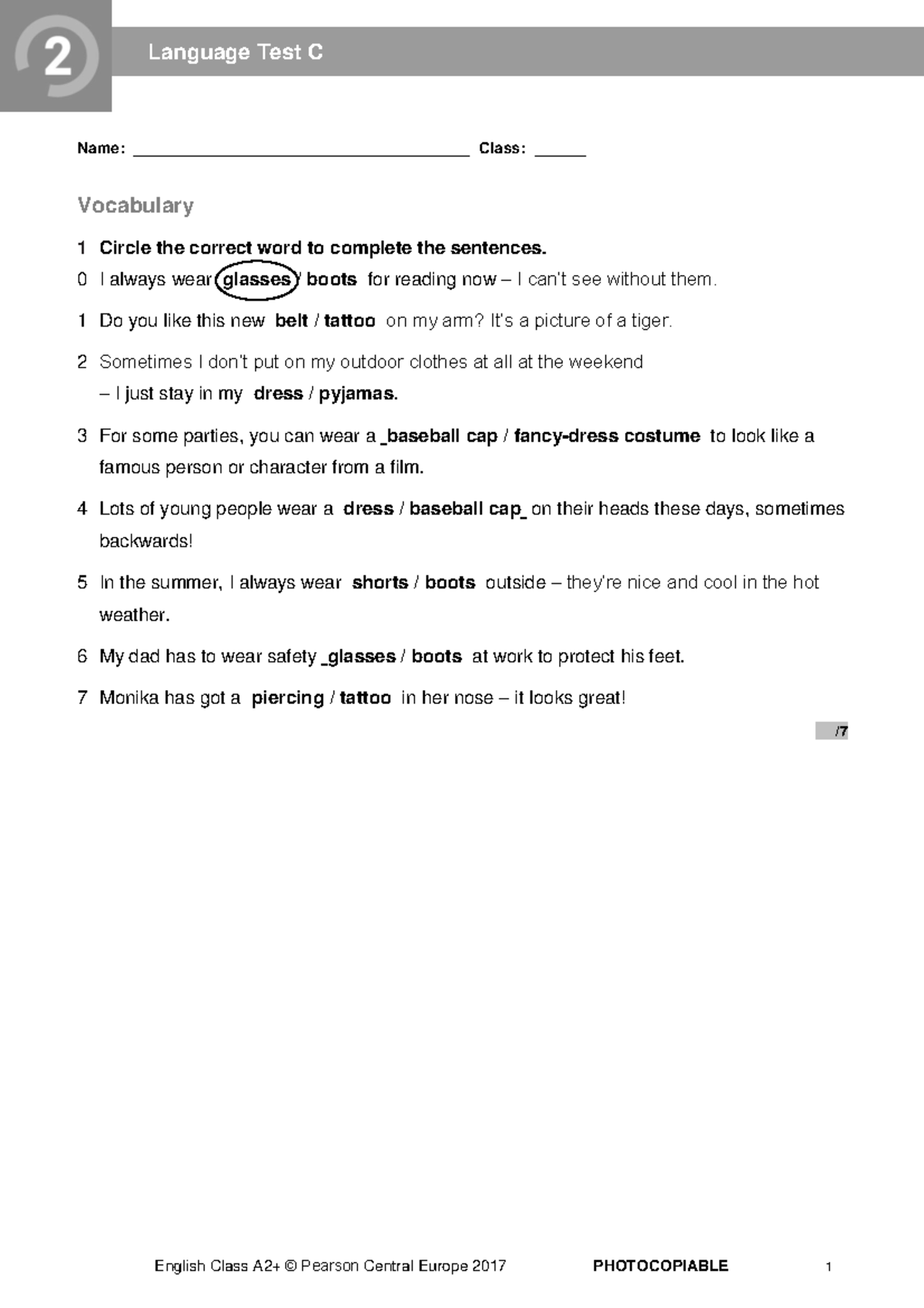 ECA2plus Tests Language Test 2C - Name ...