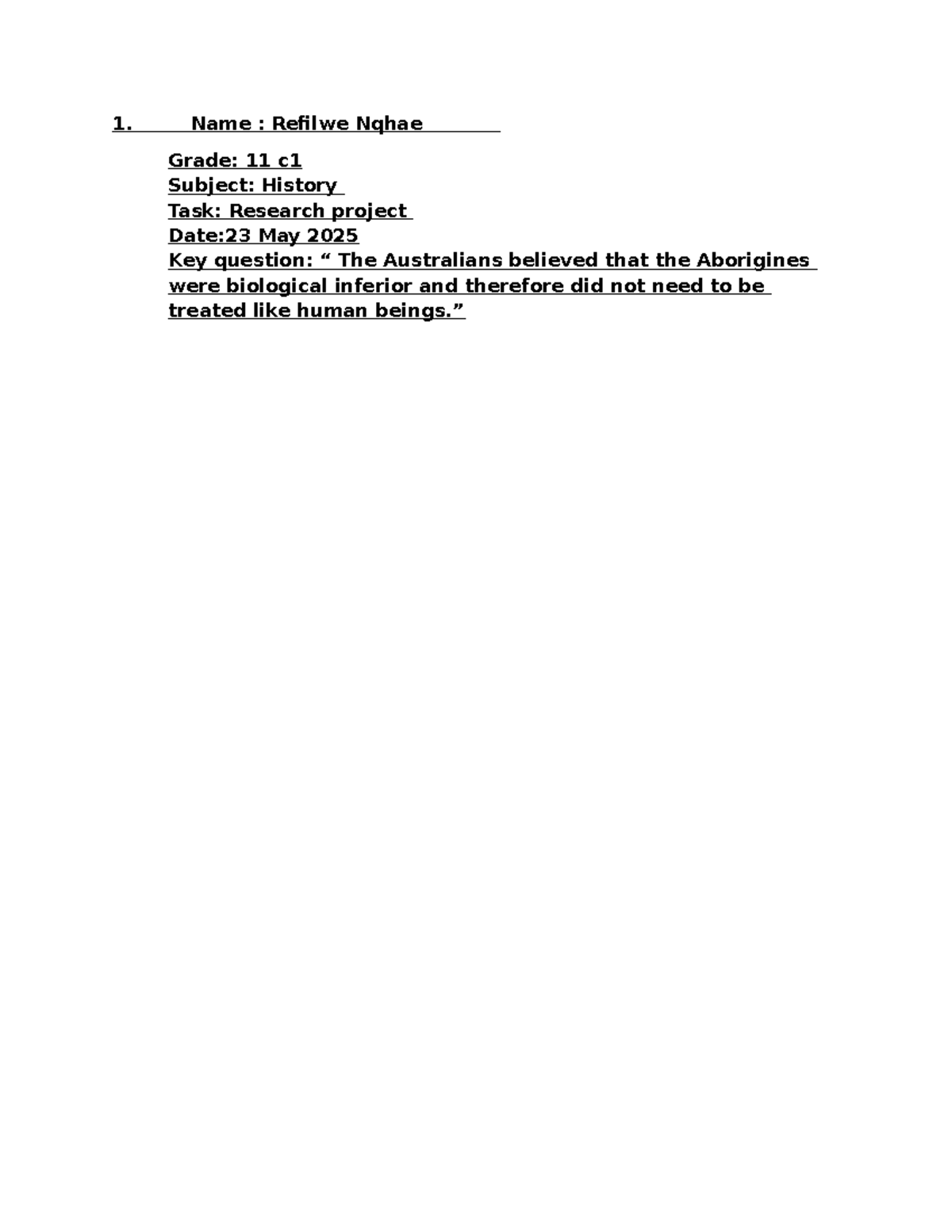 HIST 11C1: Research Project on Aboriginal Australians' Human Rights ...