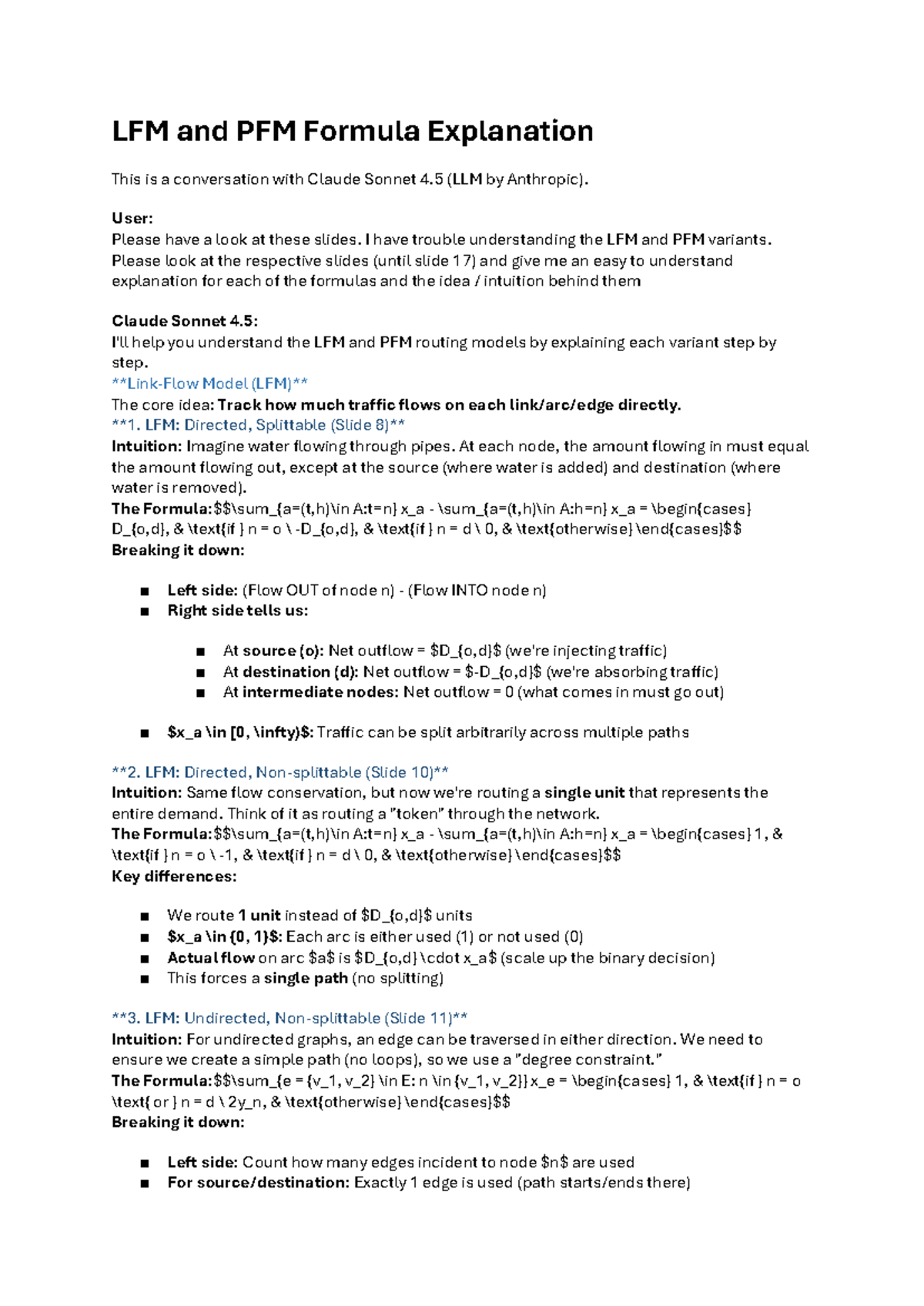 AI Explanation of LFM & PFM Formulas (LFM & PFM Models) - Studocu