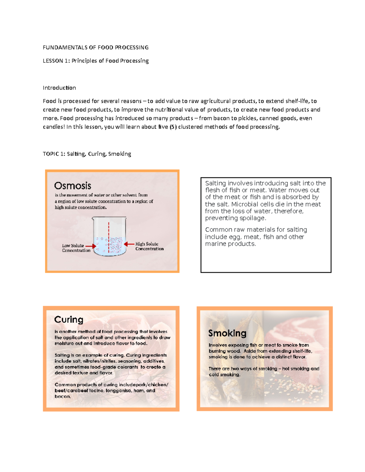 Fundamentals OF FOOD Processing - FUNDAMENTALS OF FOOD PROCESSING ...