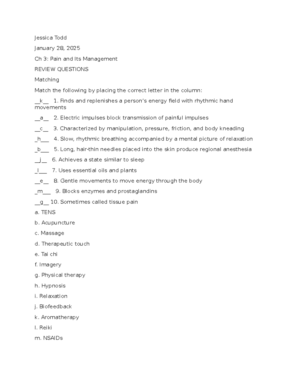 Ch 3: Pain and its management review questions and answers - Studocu