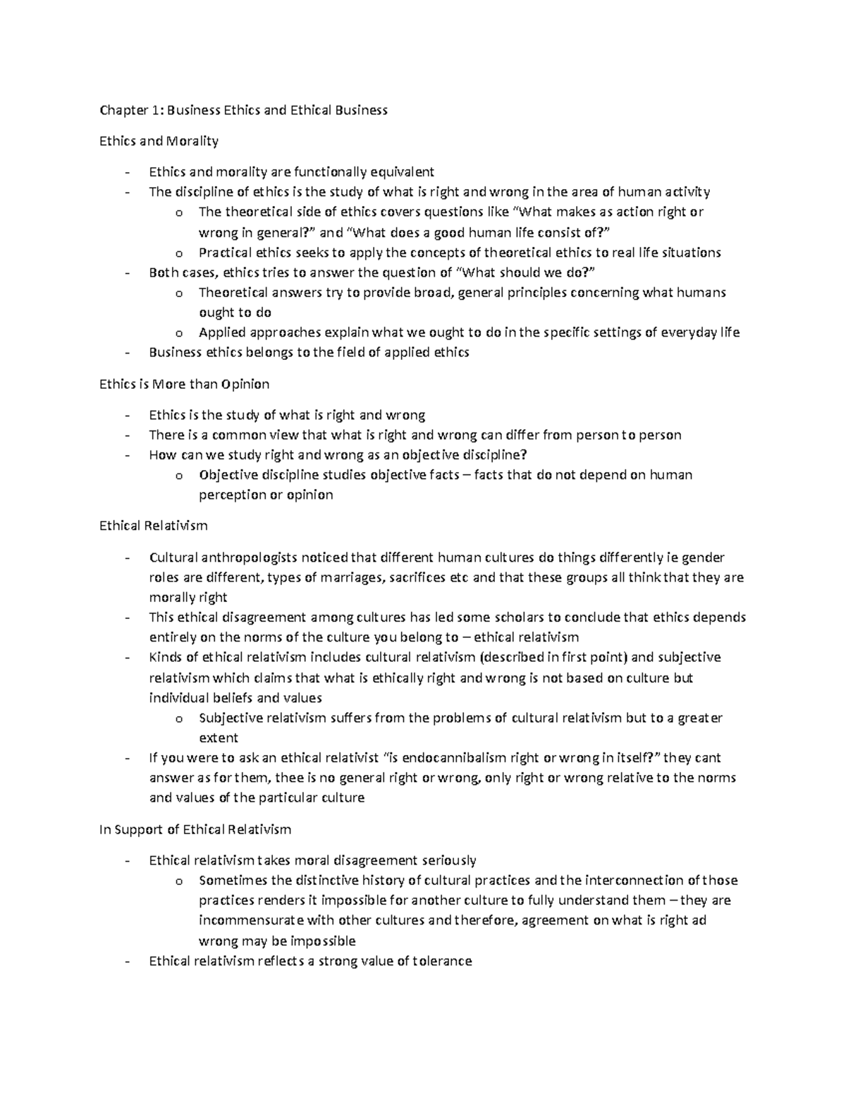 Arbus 202: Module 1 Business Ethics Notes and Insights - Studocu