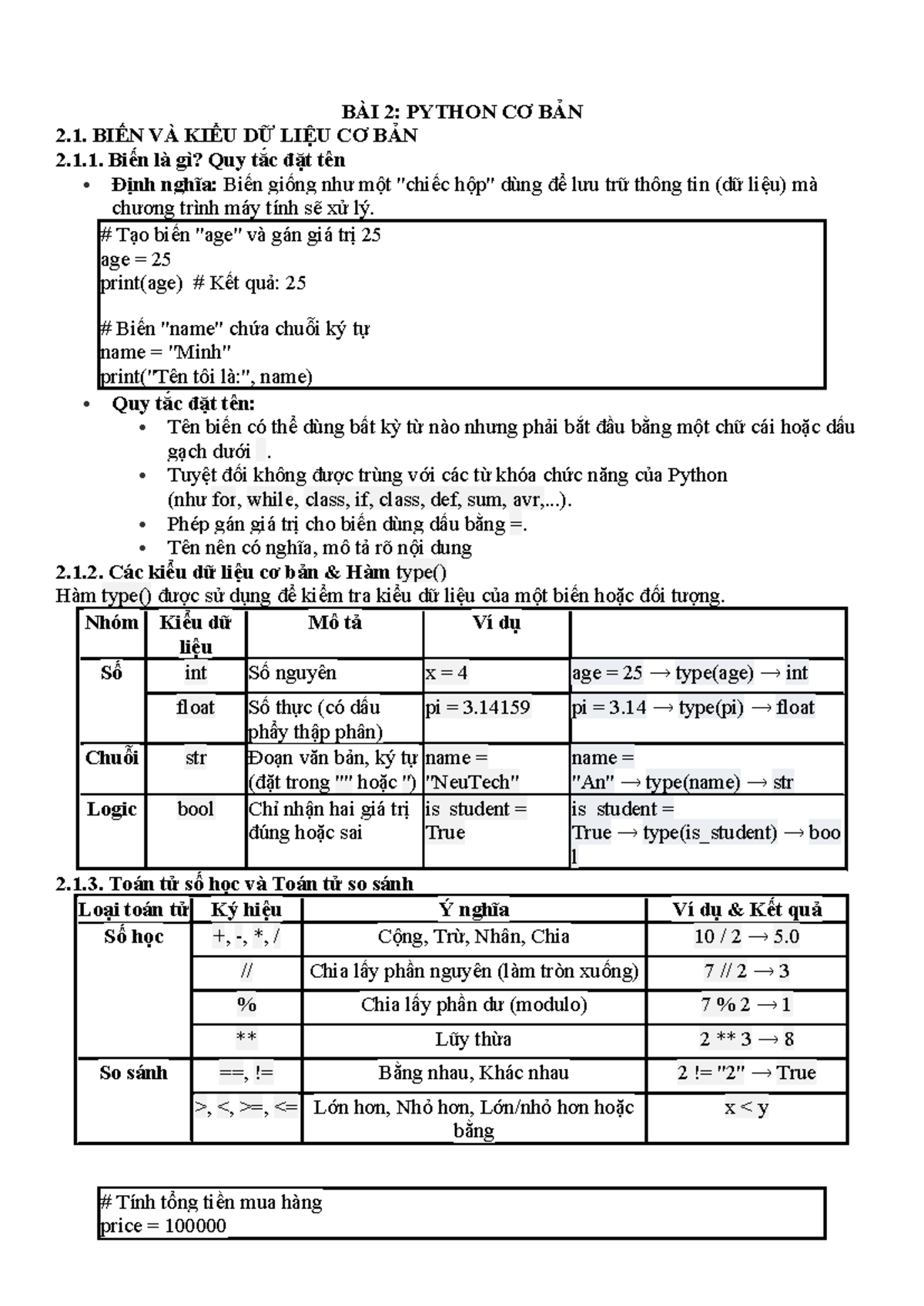 KHDL - Đề Leak Bài Tập Python Cơ Bản và Thư Viện NumPy - Studocu