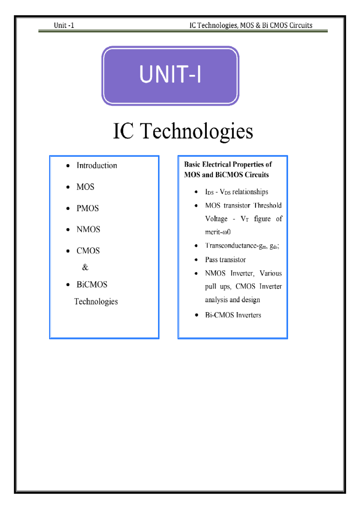 IC Technologies, MOS Bi CMOS Circuits: An Overview of VLSI Design ...