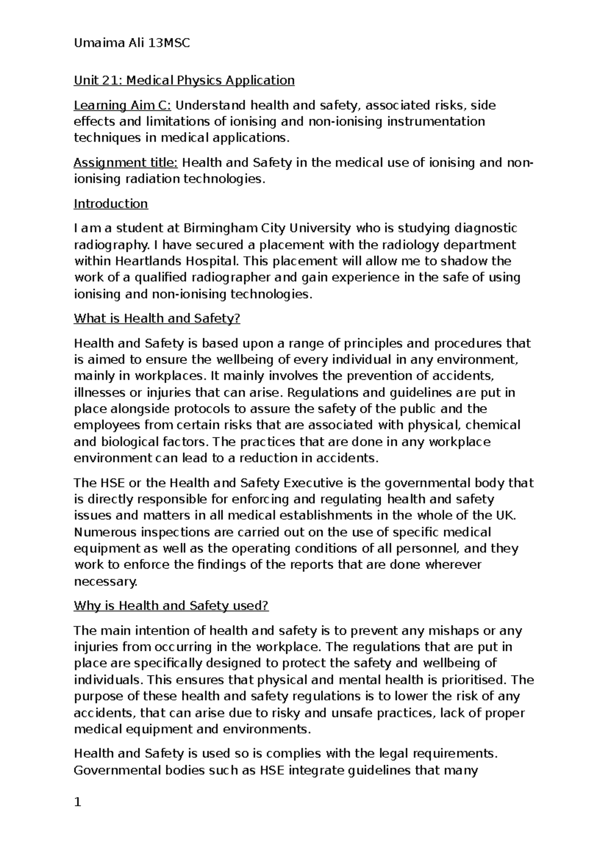 Health and Safety in Medical Use of Ionising Radiation Technologies ...