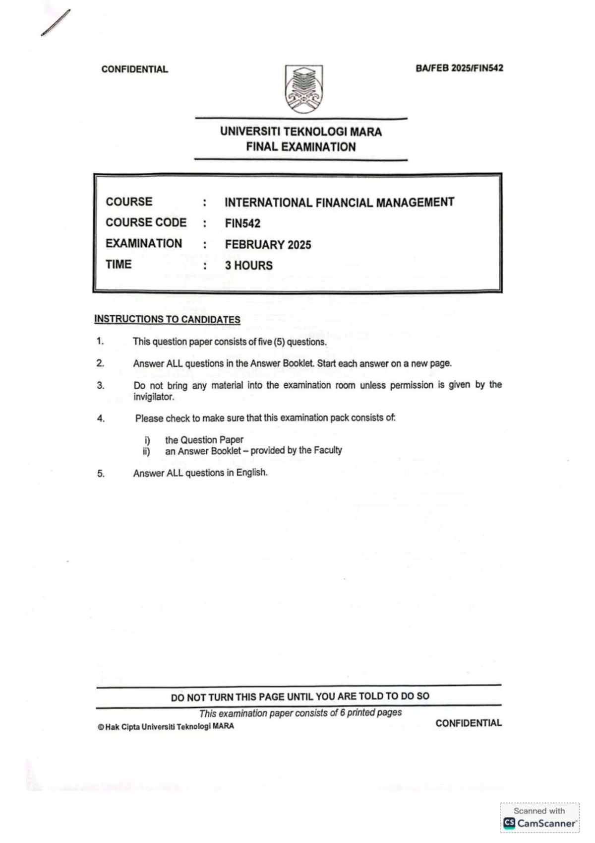 FIN544 Advanced Corporate Finance Final Exam July 2023 - Studocu