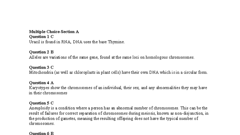 Biology Unit 2 Semester 2 Exam Review Questions and Answers - Studocu