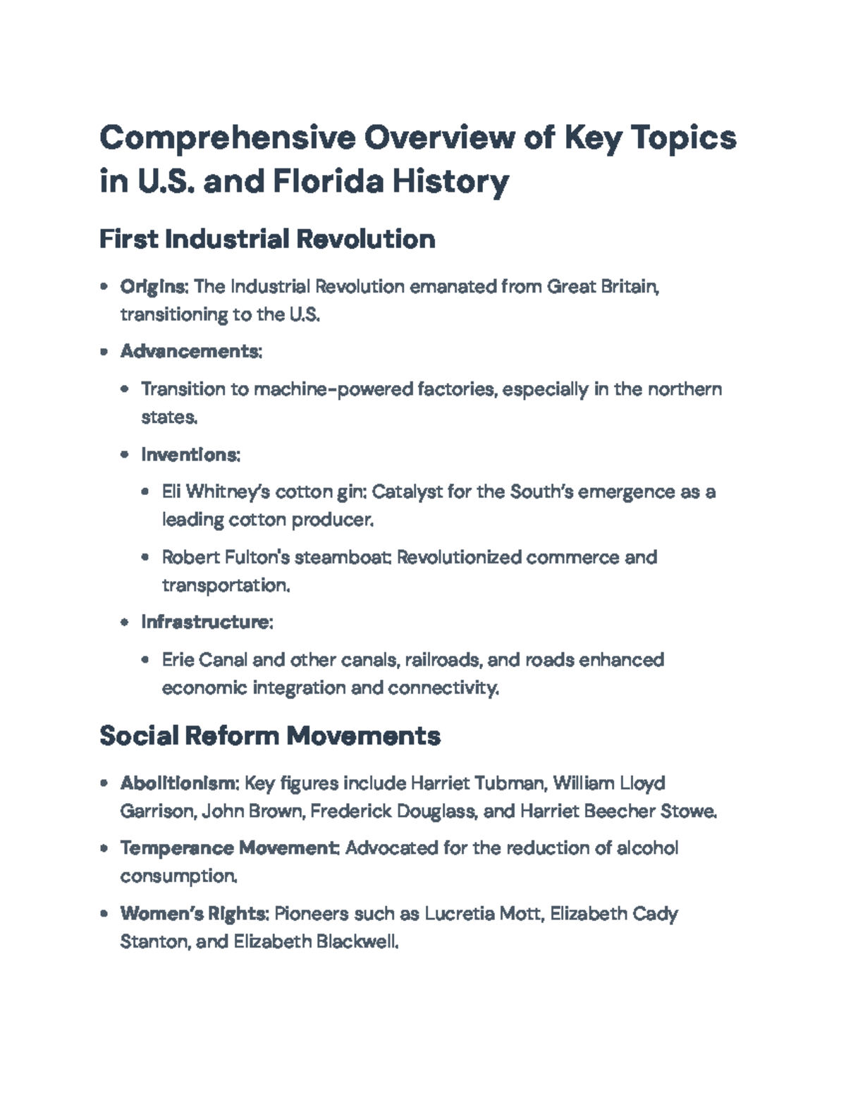 Comprehensive Overview of U.S. History: Key Topics & Events - Studocu