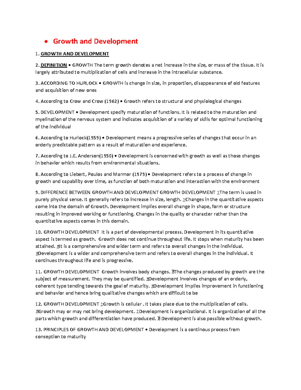Growth and Development 1: Key Concepts and Principles Explained - Studocu