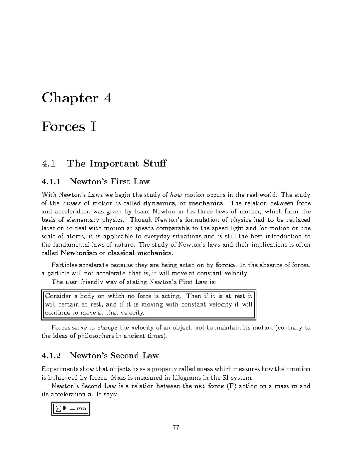 Chapter 4 Forces I: Understanding Newton's Laws and Dynamics (V1) - Studocu