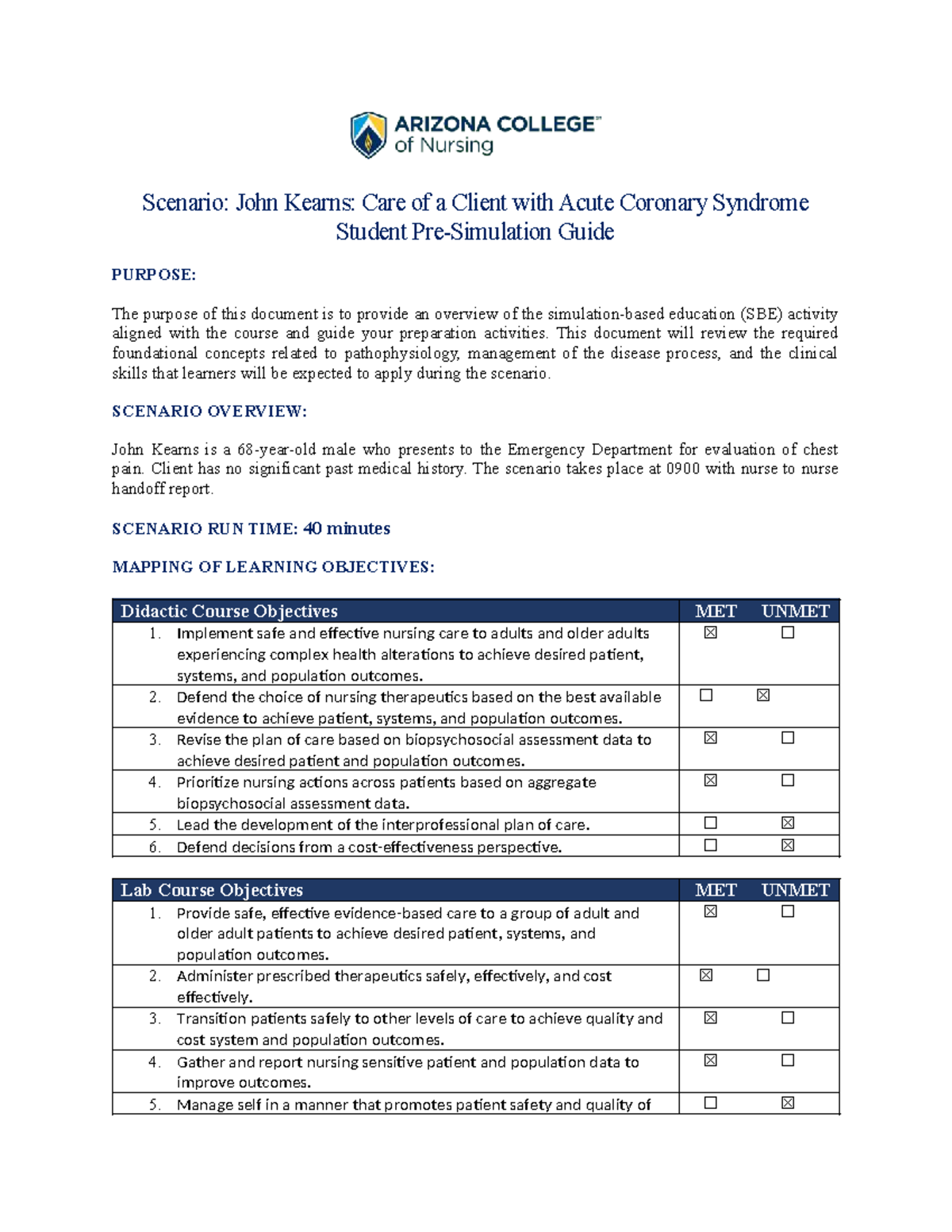 John Kearns: Acute Coronary Syndrome Client Care SBE Guide (Jan 2025 ...