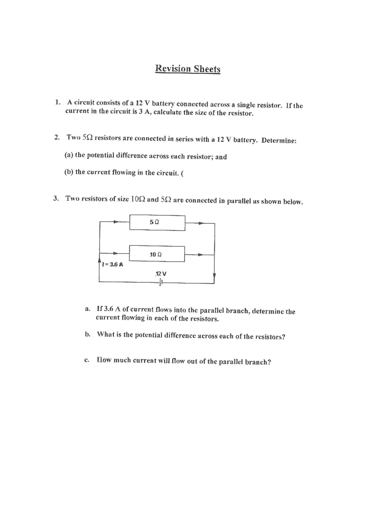 Circuits Revision Sheet: Key Concepts and Calculations - Studocu
