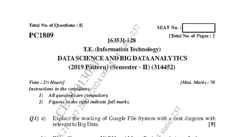 DSBDA 314452 - Data Science & Big Data Analytics Midterm Exam Guide ...