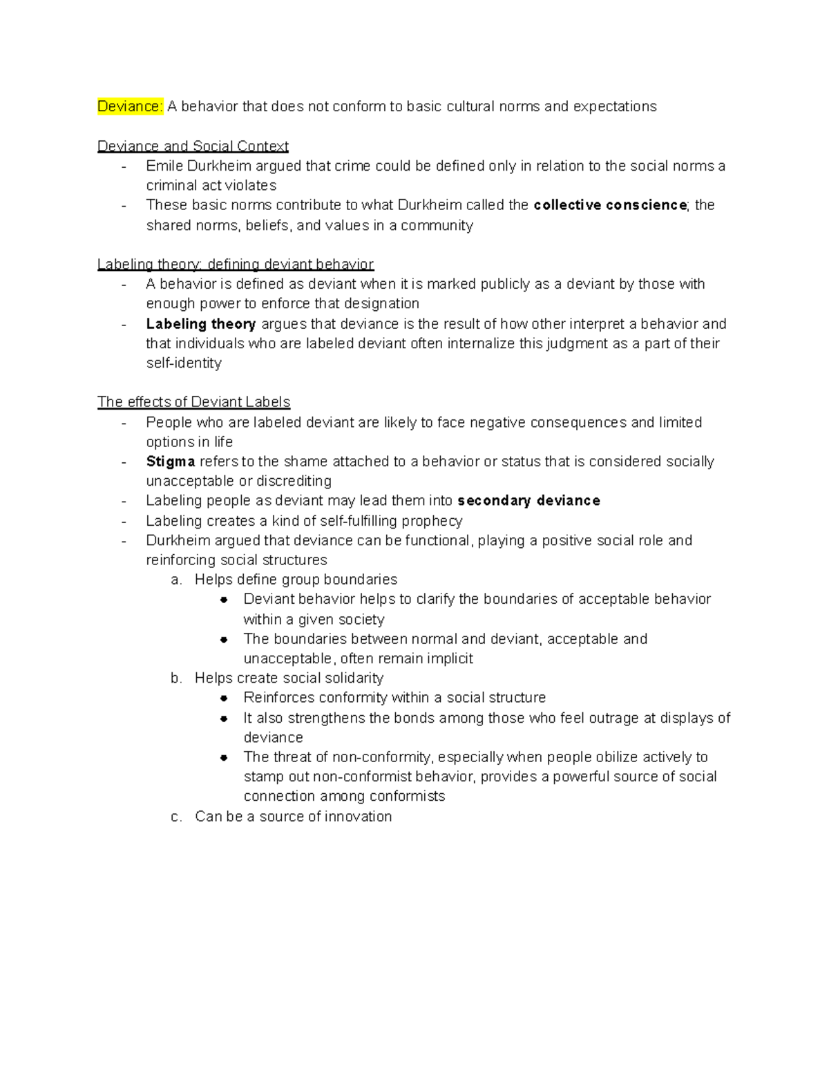 (Ch.7) Deviance, Social Context & Labeling Theory Insights - Studocu