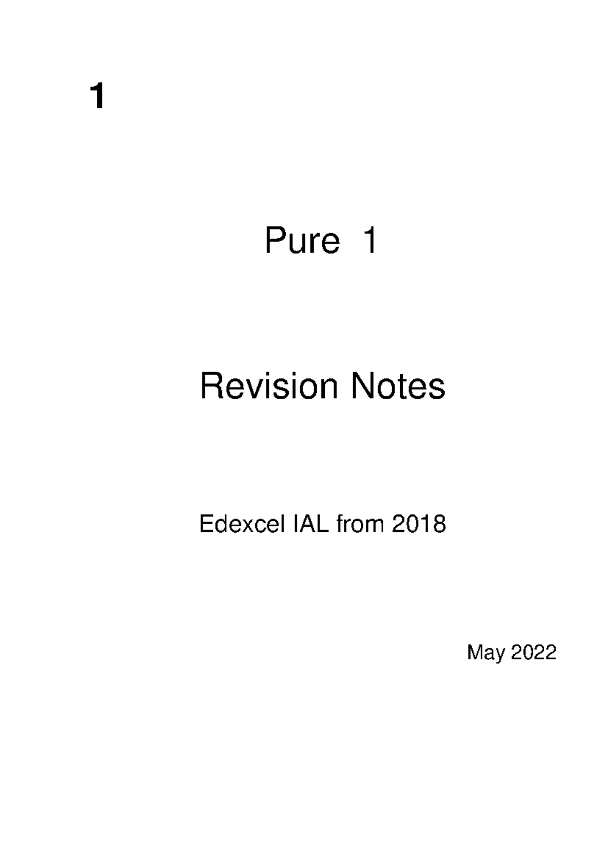Pure 1 Revision Notes Edexcel IAL May 2022 SDB - Studocu