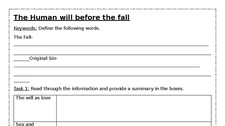 The Human Will: Before & After the Fall - Key Concepts & Definitions ...