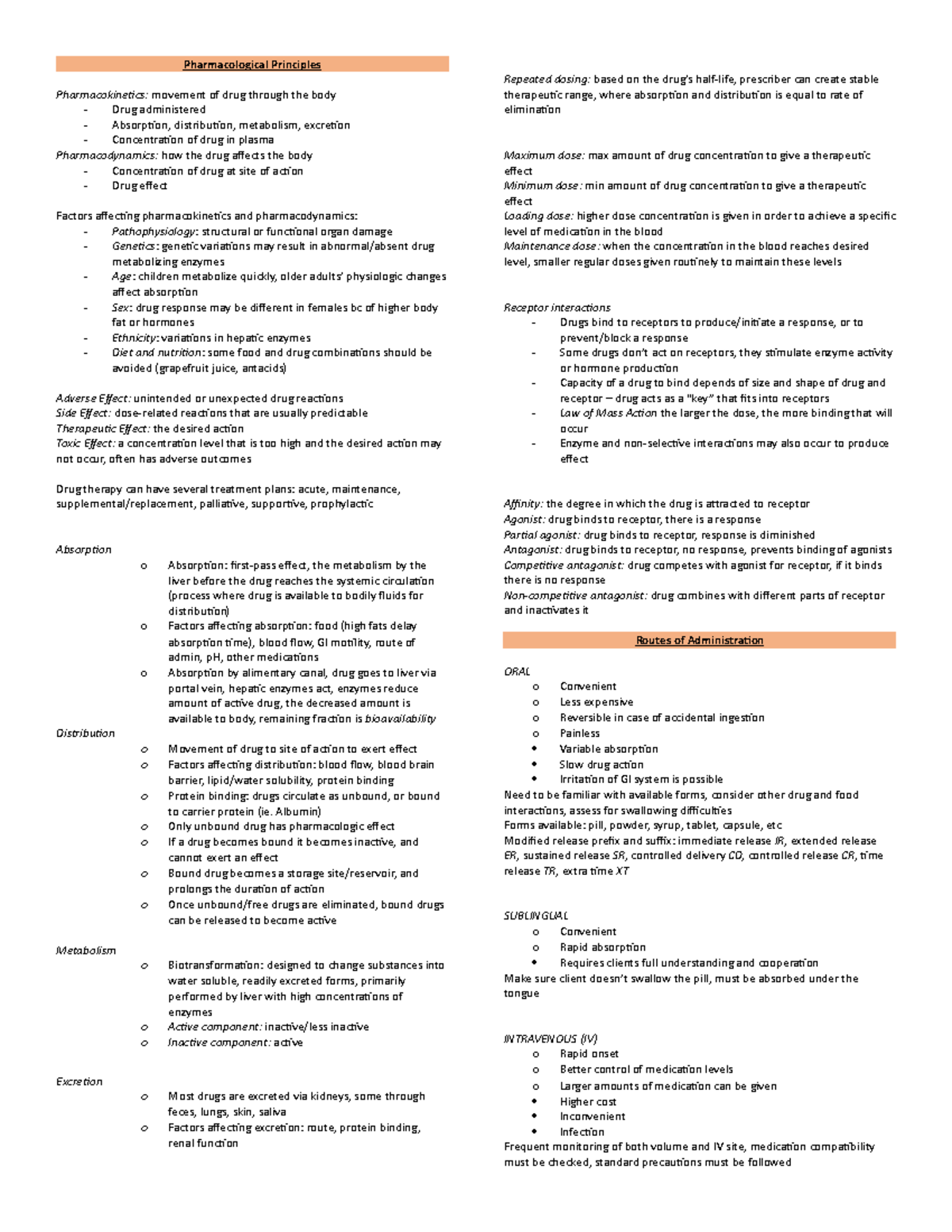 NURS152 Pharmacology Final Exam Study Notes and Key Concepts - Studocu