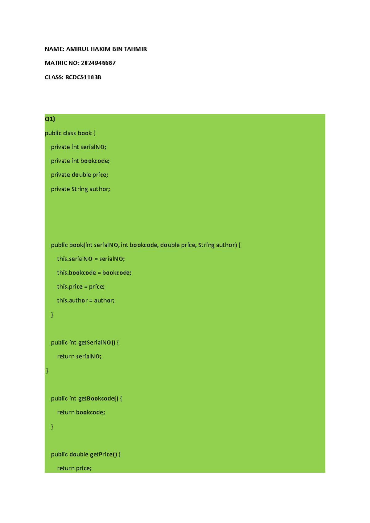 Lab2 - RCDCS1103B Programming Exercise Solutions - Studocu