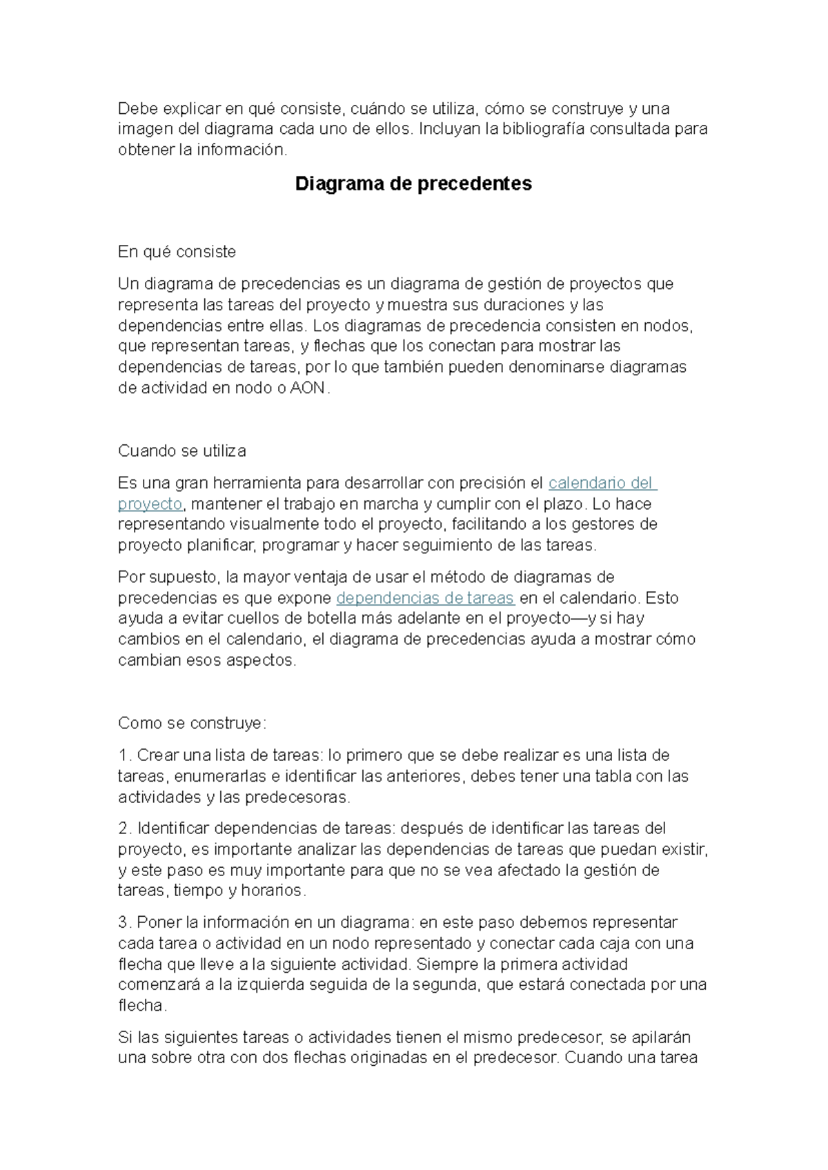 Diagramas de Precedencia: Definición, Uso y Construcción - Studocu