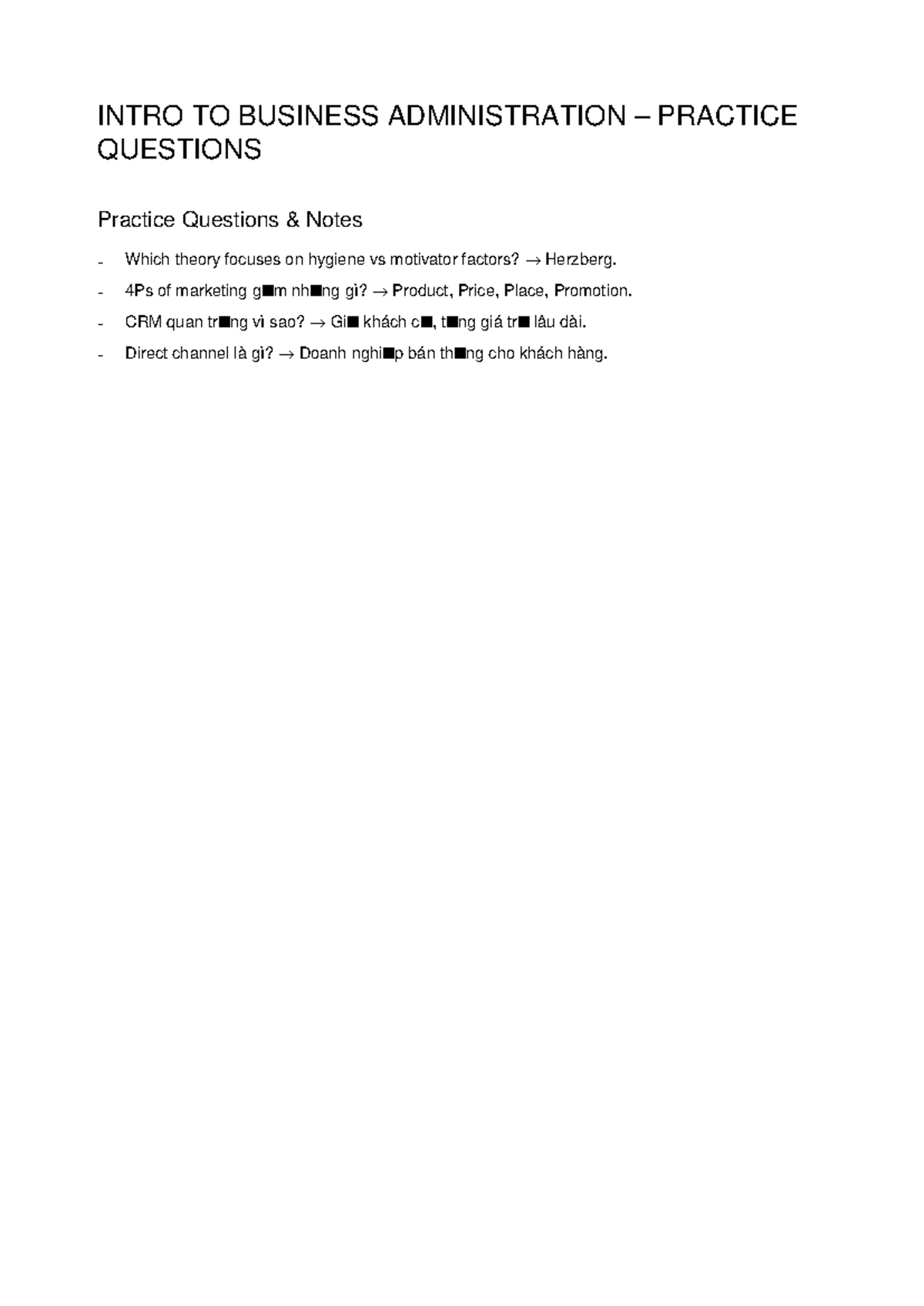 Intro BA Practice Questions - Intro to macro - INTRO TO BUSINESS ...
