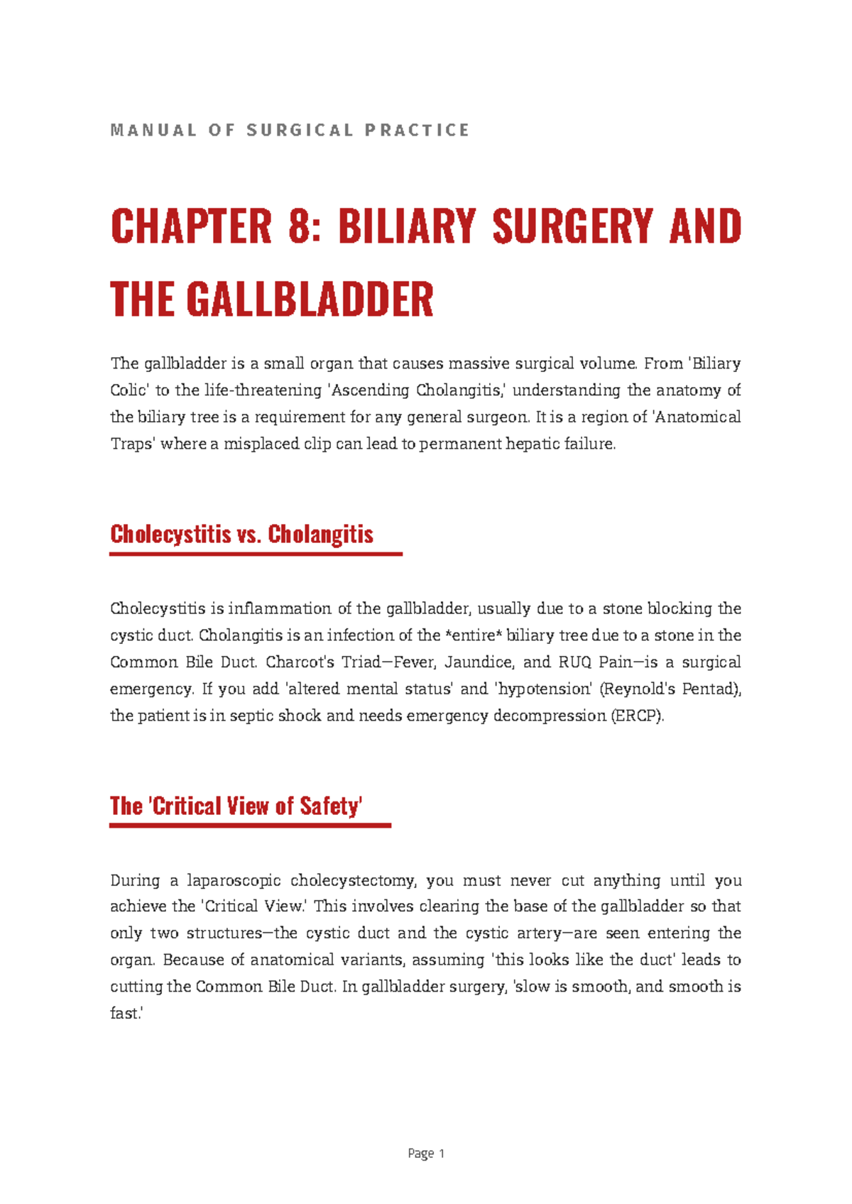 Surgical Practice Manual: Chapter 8 - Biliary Surgery & Gallbladder ...