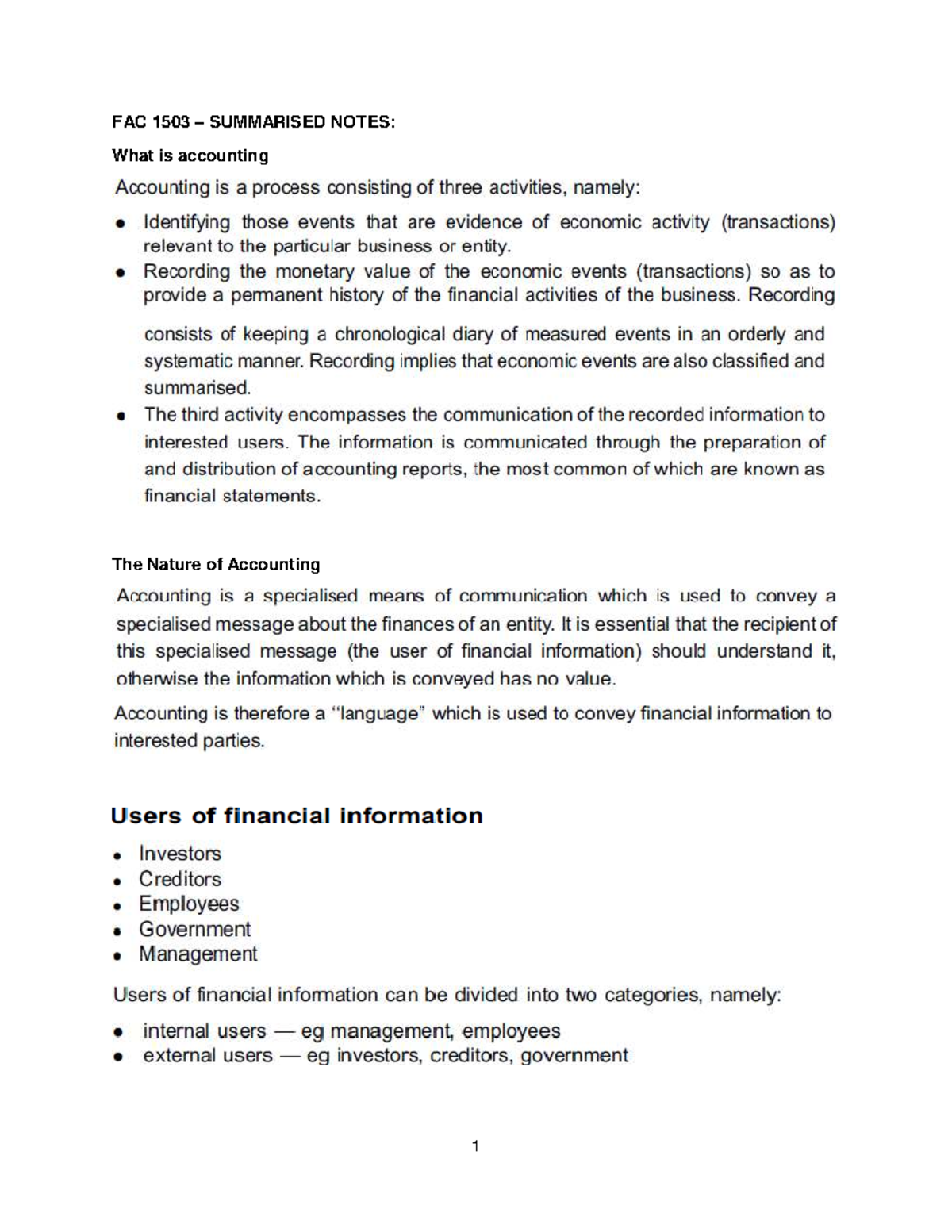 FAC 1503 Study Notes: Summary of Accounting Theory Concepts - Studocu