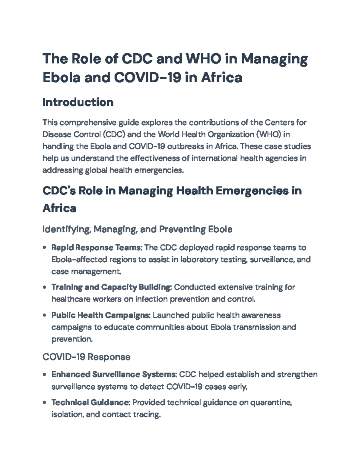 The Role of CDC and WHO in Managing Ebola & COVID-19 in Africa - The ...