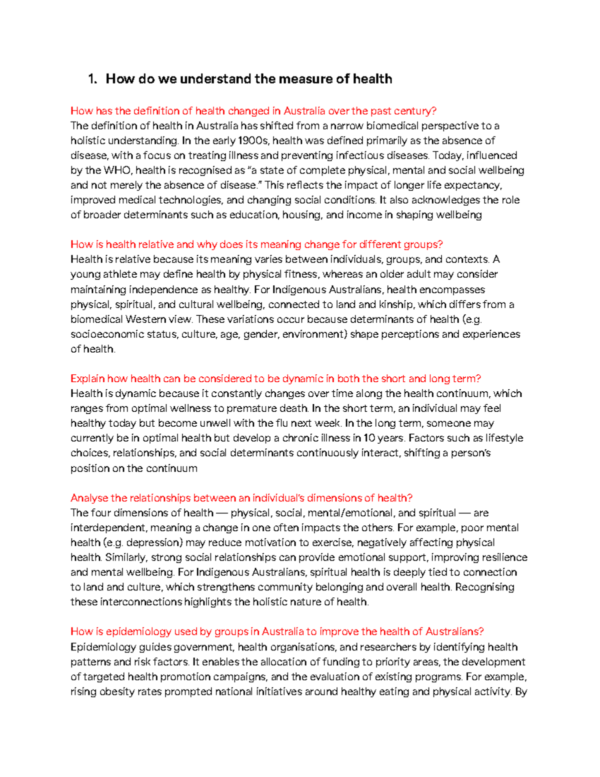 HMS Prelim Study - Understanding Health Definitions and Trends in ...