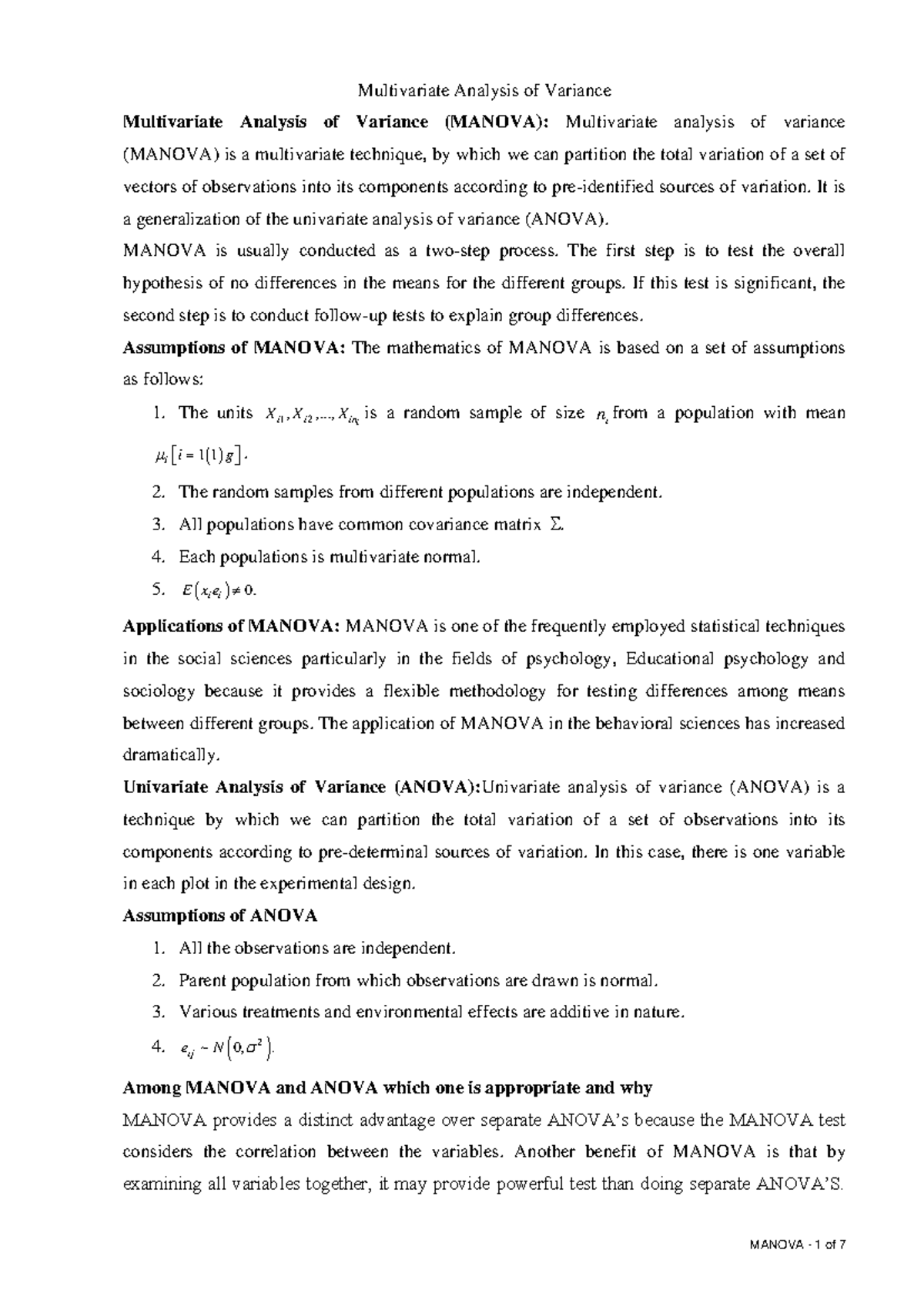 Multivariate Analysis of Variance (MANOVA) Overview and Applications ...