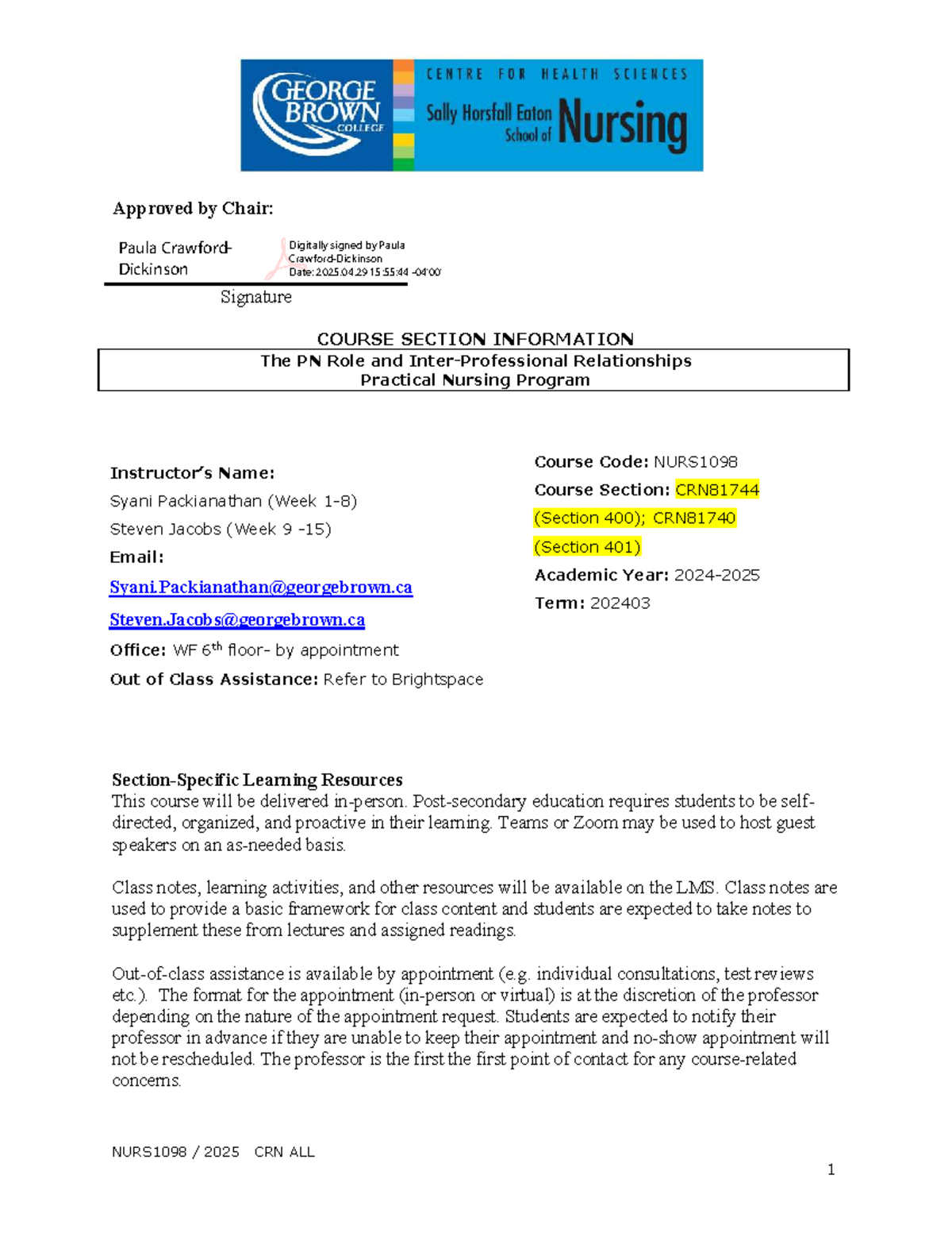 NURS1098 Course Outline & Schedule for Practical Nursing Program - Studocu