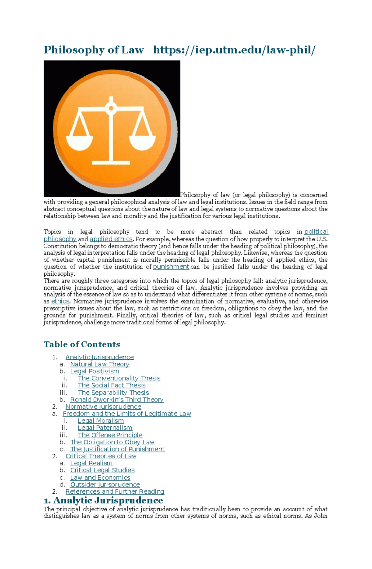 PHIL 101: Philosophy of Law - Key Concepts and Theories - Studocu