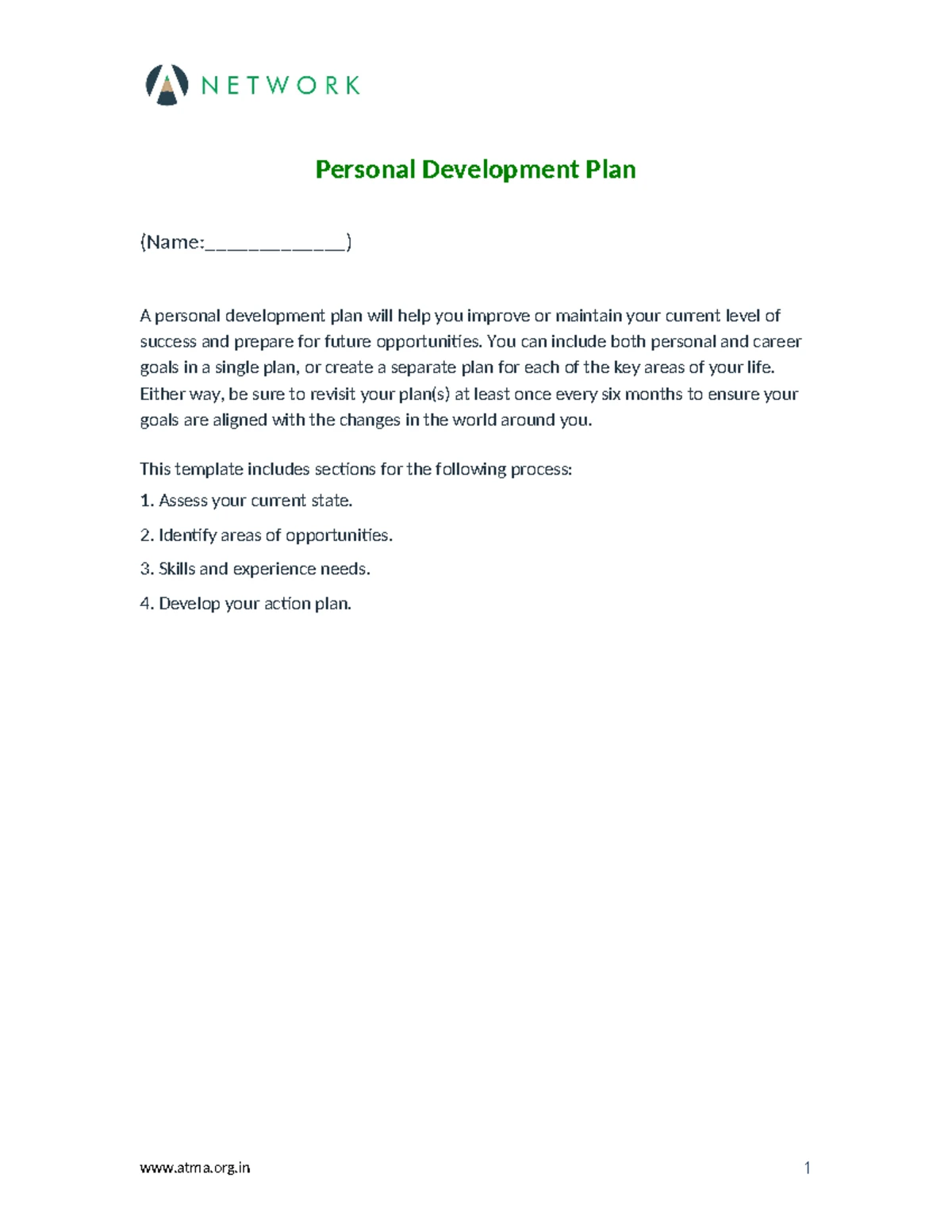 Personal Development Plan Template for Goal Achievement - Studocu