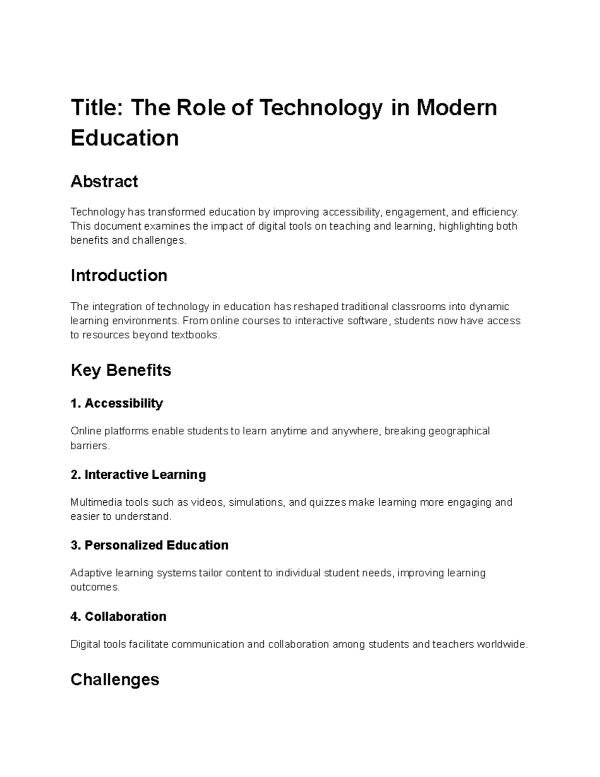 The Role of Technology in Modern Education - ETTVG CCF - Studocu
