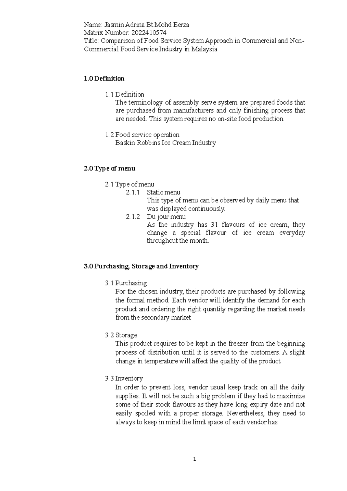 Comparison of Food Service Systems in Malaysia: Assembly Serve Approach ...