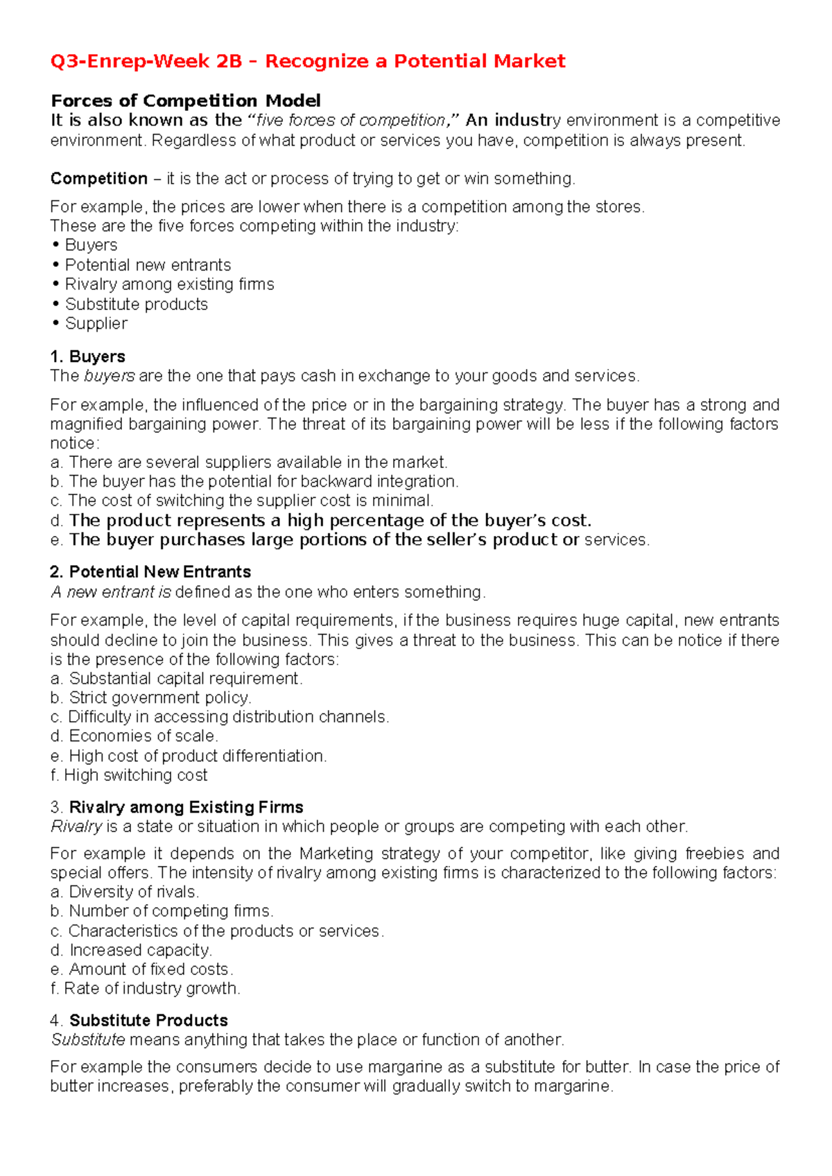 Q3 Entrep Week 2B Recognize a Potential Market - Q3-Enrep-Week 2B ...