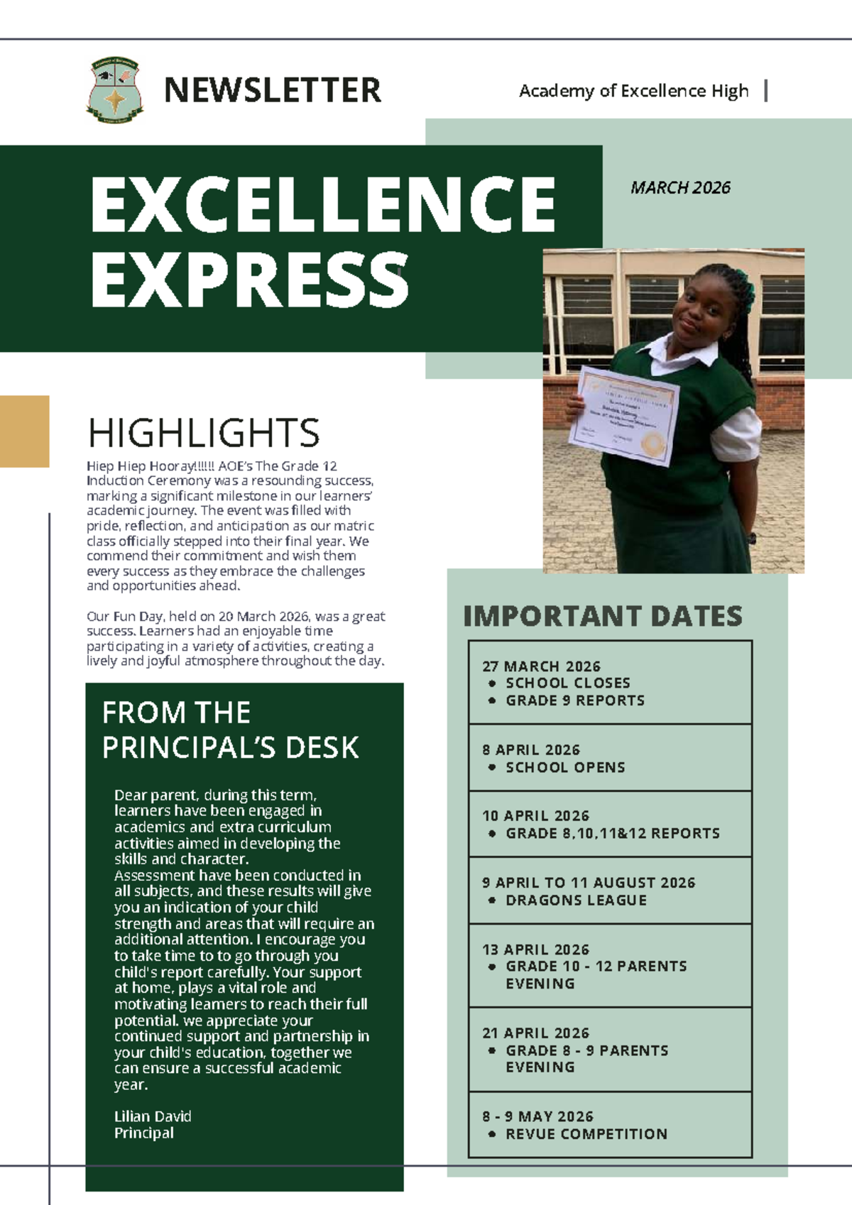 AOE Newsletter: Excellence Express - March 2026 Highlights - Studocu