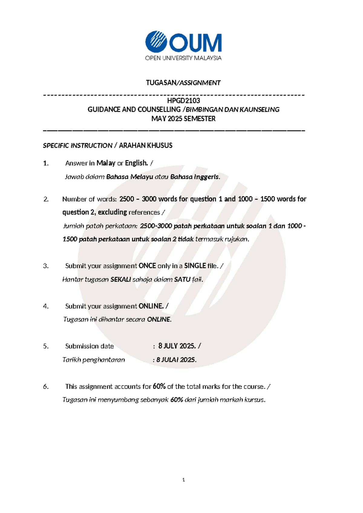 Hpgd2103 Final Exam Guidance And Counselling Assignment May 2025 Studocu