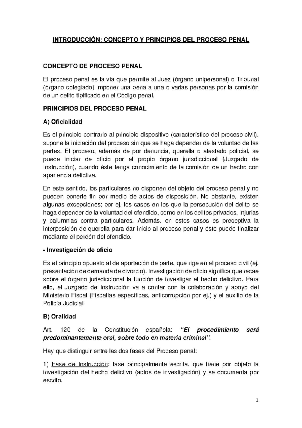 TEMA 1: Concepto y Principios del Proceso Penal - PROF. ROSA Ventas ...