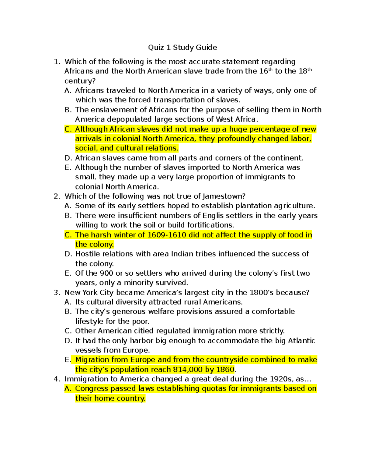 Quiz 1 Study Guide - Quiz 1 Study Guide Which of the following is the ...