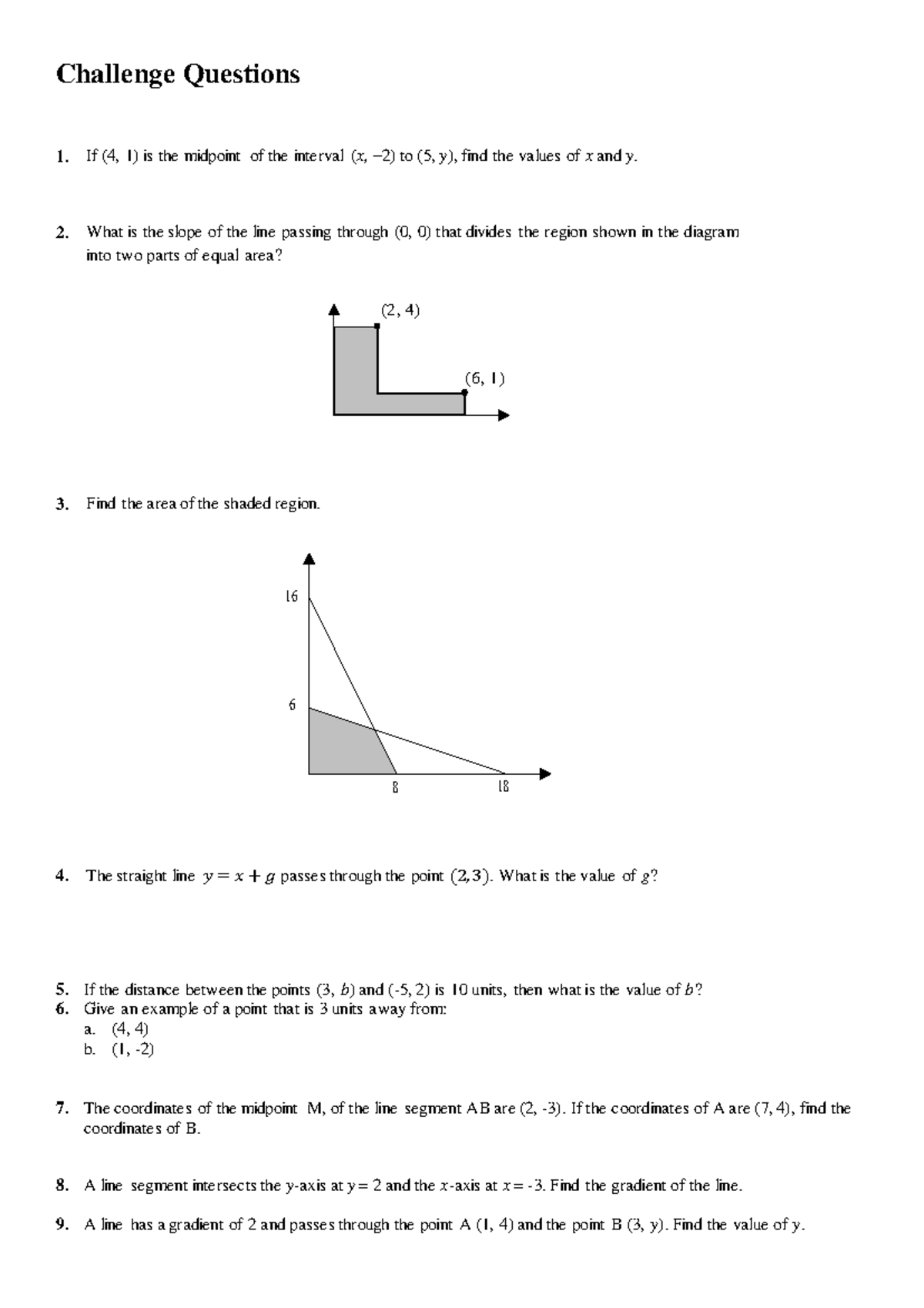 Yr9 Linear Relationships Challenge Questions - Studocu