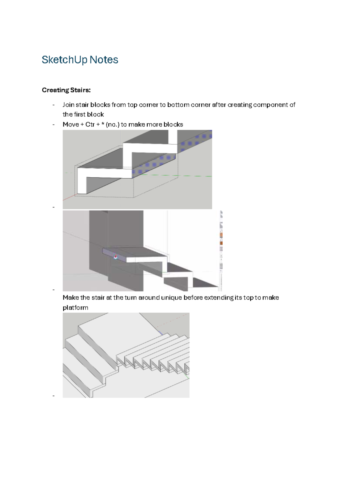 SketchUp Notes: Creating Stairs, Windows, Roofs & Scenes - Studocu