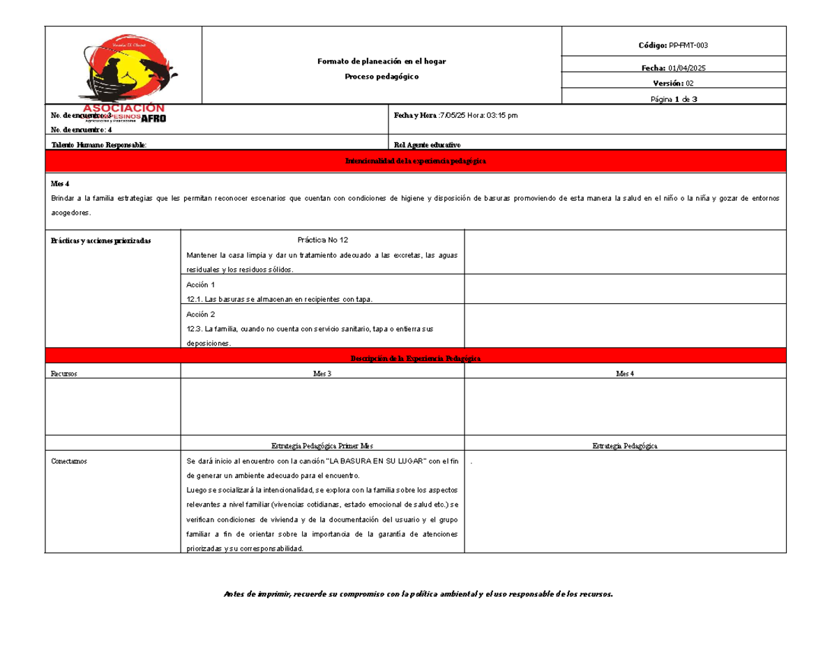 Manejo de Basuras en el Hogar: Estrategias Pedagógicas y Compromisos ...