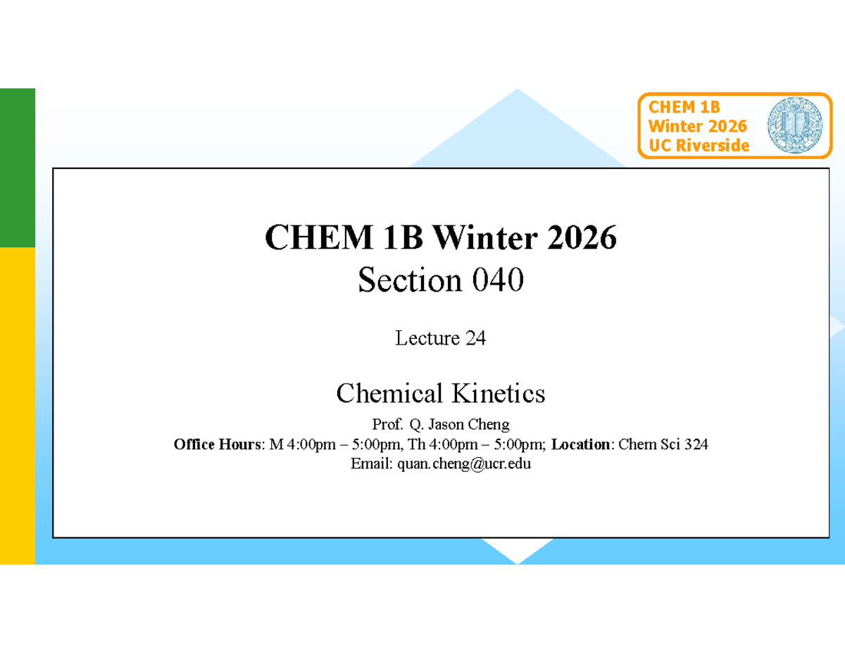 CHEM 1B Winter 2026 Final Exam Review - Studocu