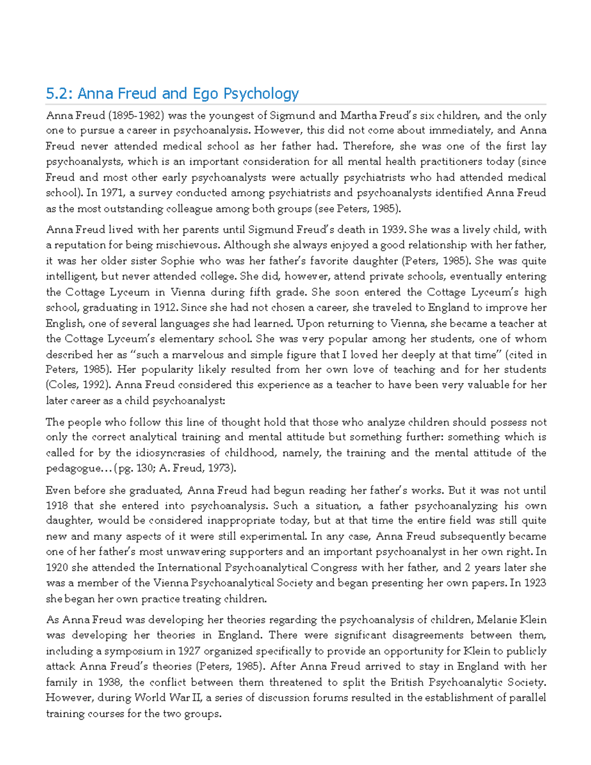 5.2: Anna Freud and Ego Psychology - Understanding Child Psychoanalysis ...
